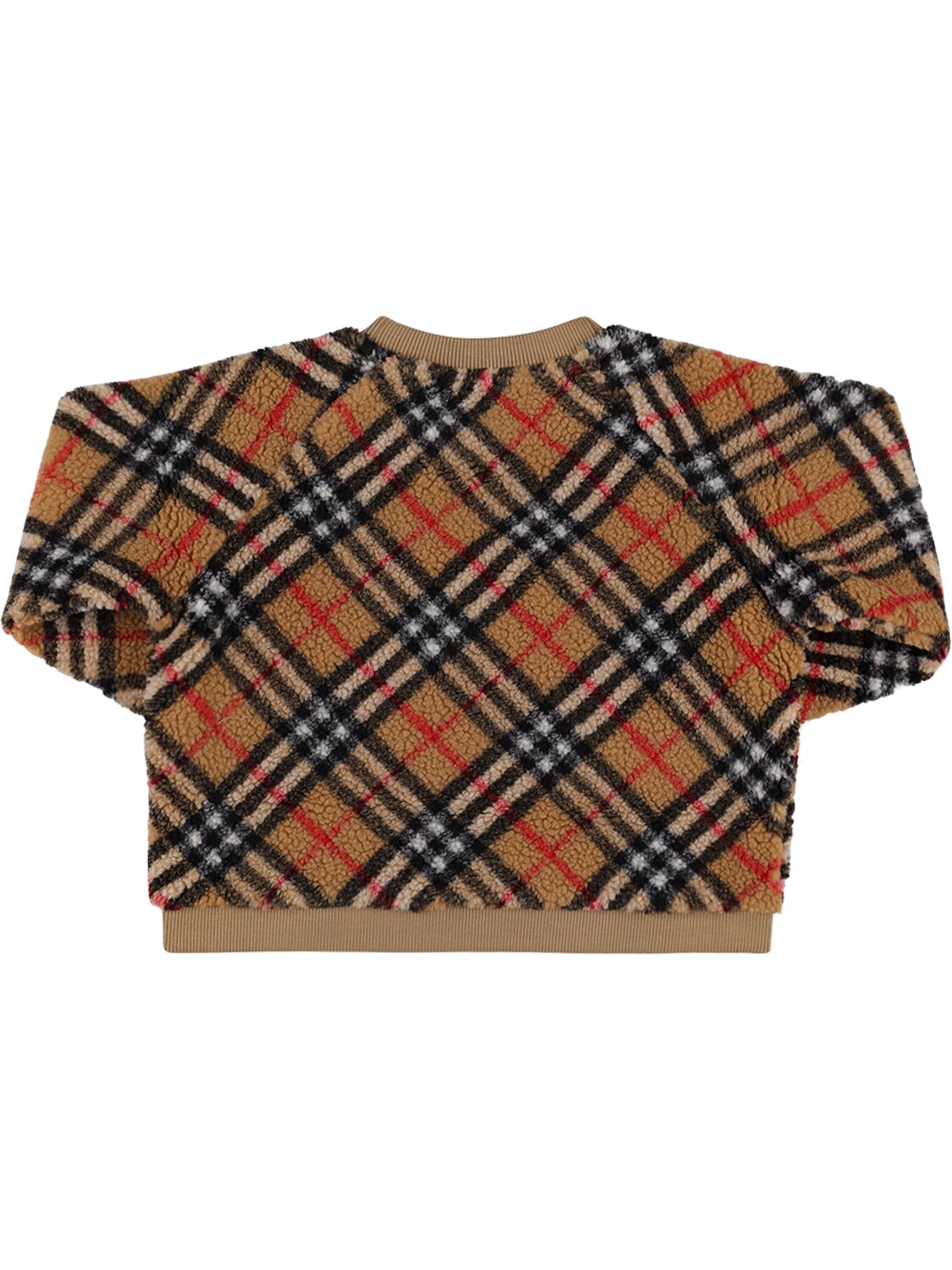 Shop Burberry Check Print Acrylic Blend Sweatshirt In Beige