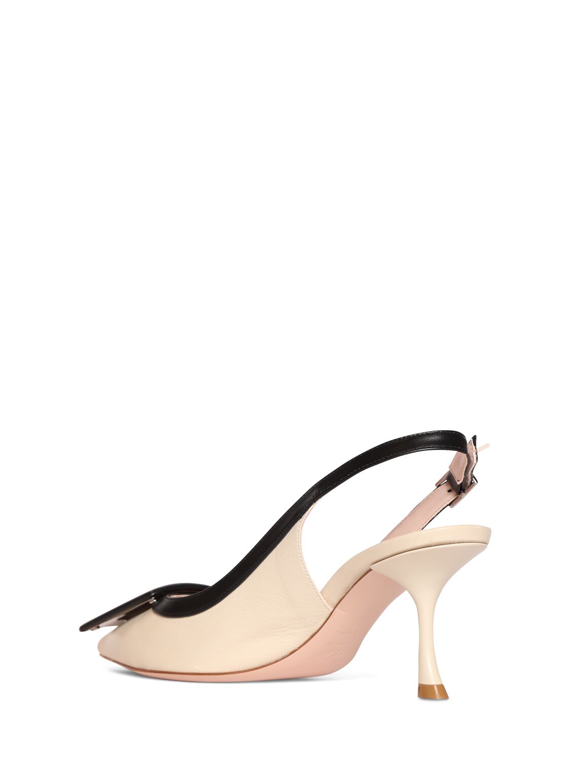 Shop Roger Vivier 65mm Viv In The City Leather Pumps In Black,off-white