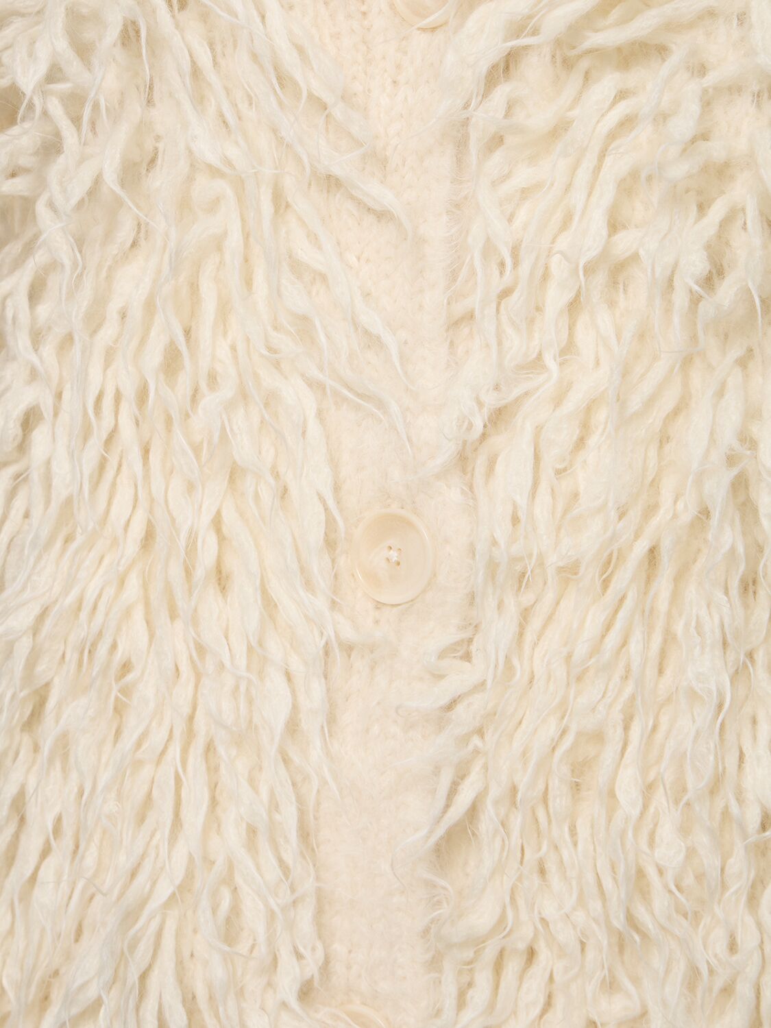 Shop Stella Mccartney Fluffy Long Sleeve Wool Knit Cardigan In Ivory