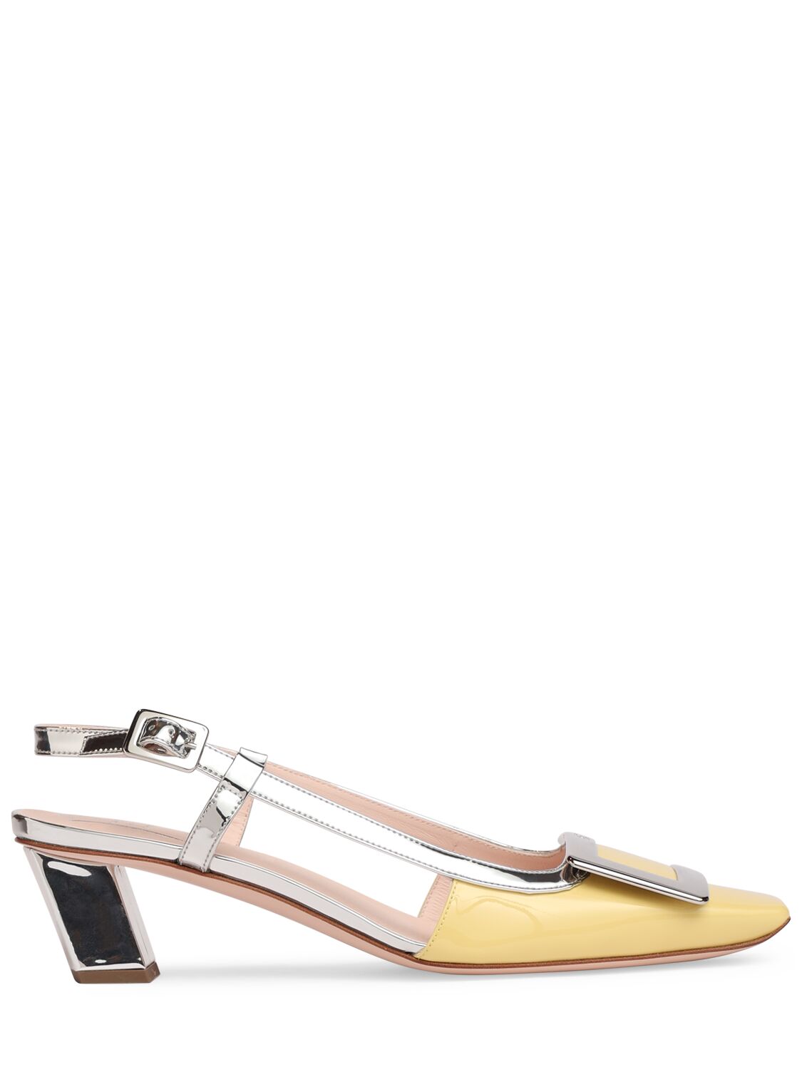 Roger Vivier 45mm Belle Vivier Patent Leather Pumps In Yellow,silver