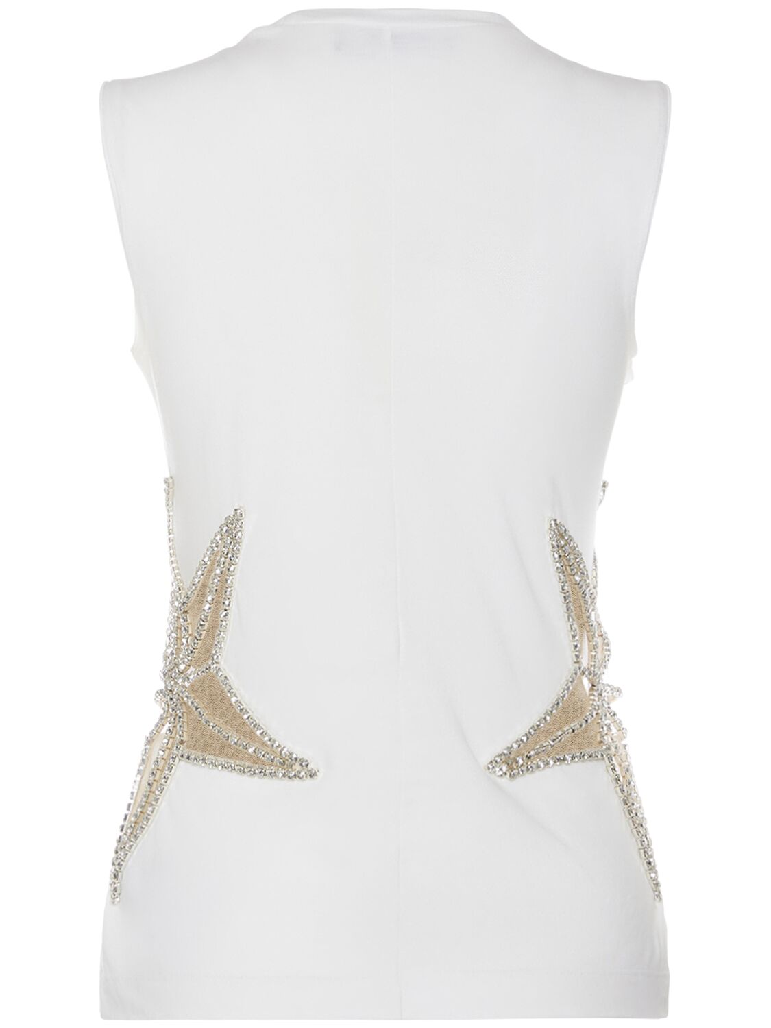 Shop Dsquared2 Embellished Stars Jersey Sleeveless Top In White