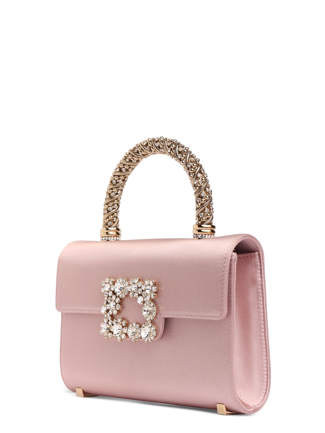 Shop Roger Vivier Mini Envelope Satin Top Handle Bag In Pink