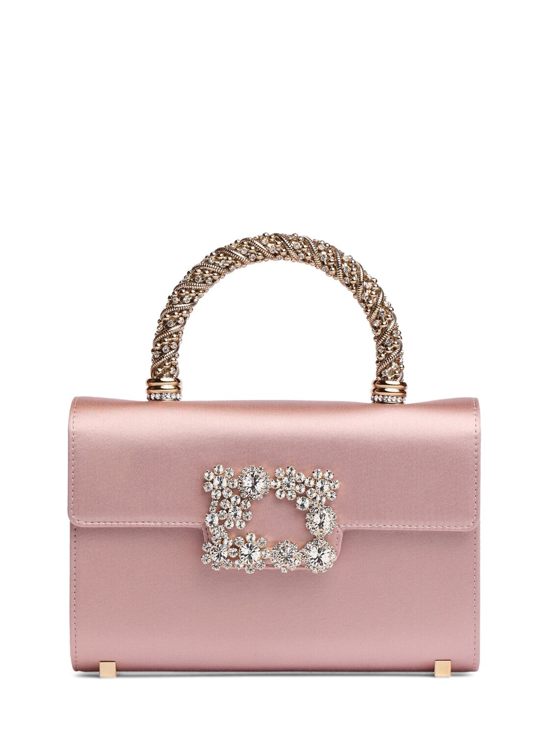 Roger Vivier Mini Envelope Satin Top Handle Bag In Pink