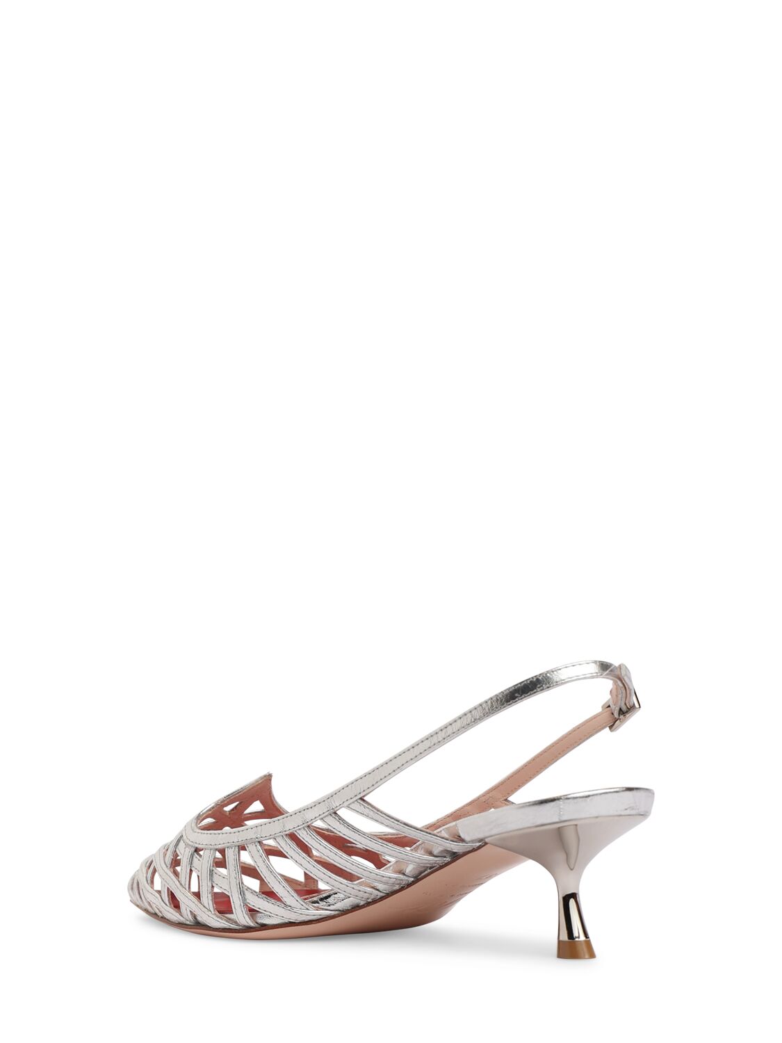 Shop Roger Vivier 45mm I Love Vivier Metallic Slingbacks In Silver