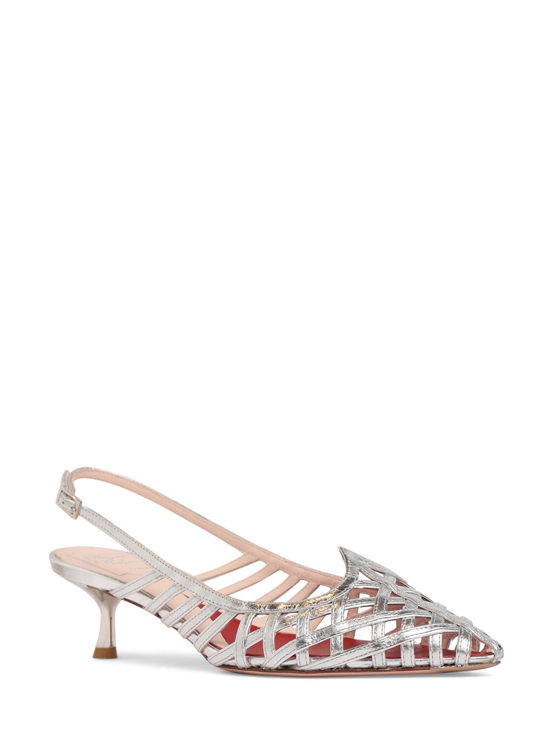 Shop Roger Vivier 45mm I Love Vivier Metallic Slingbacks In Silver