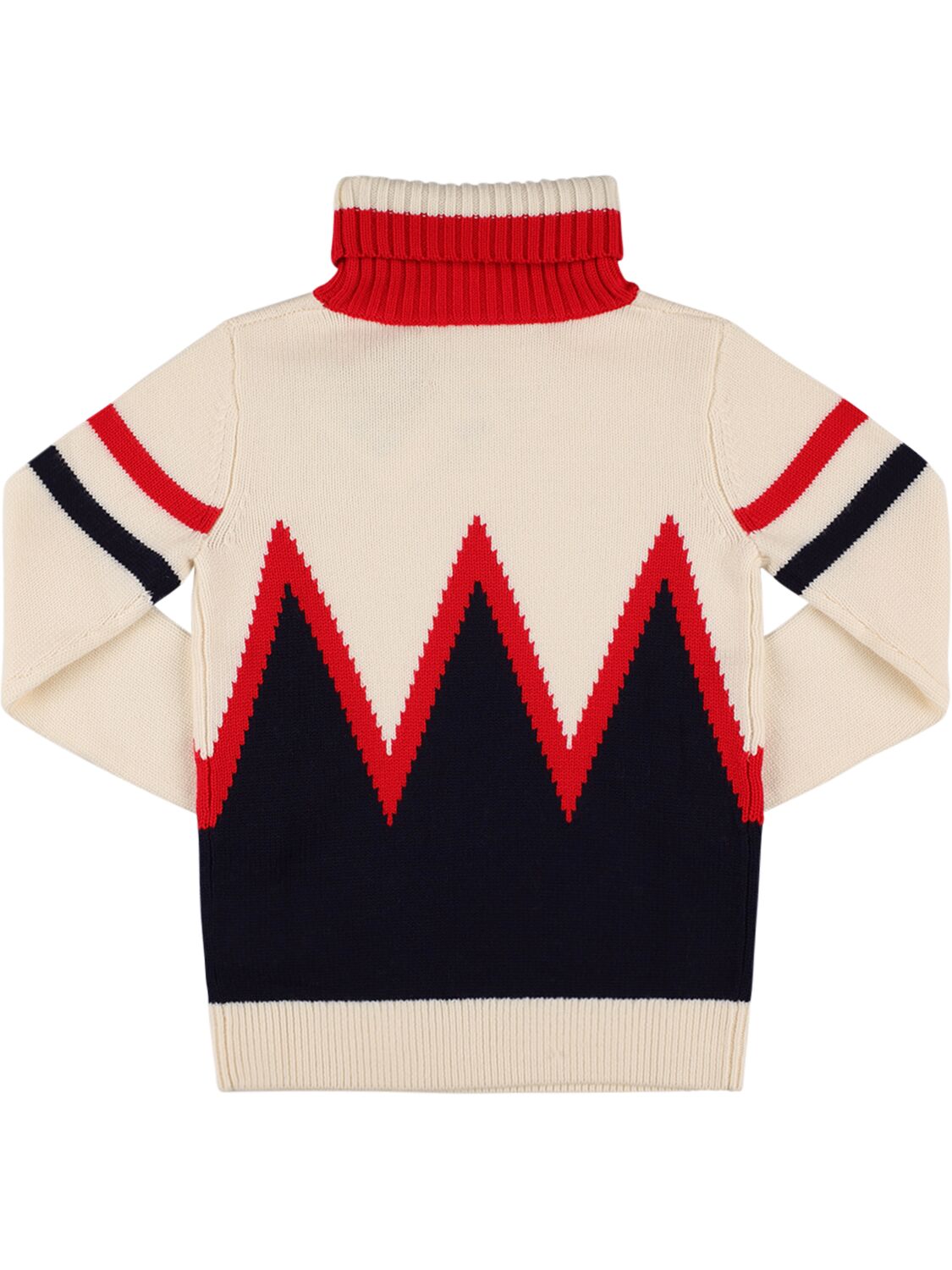 Shop Perfect Moment Alpine Merino Wool Knit Sweater In White,navy