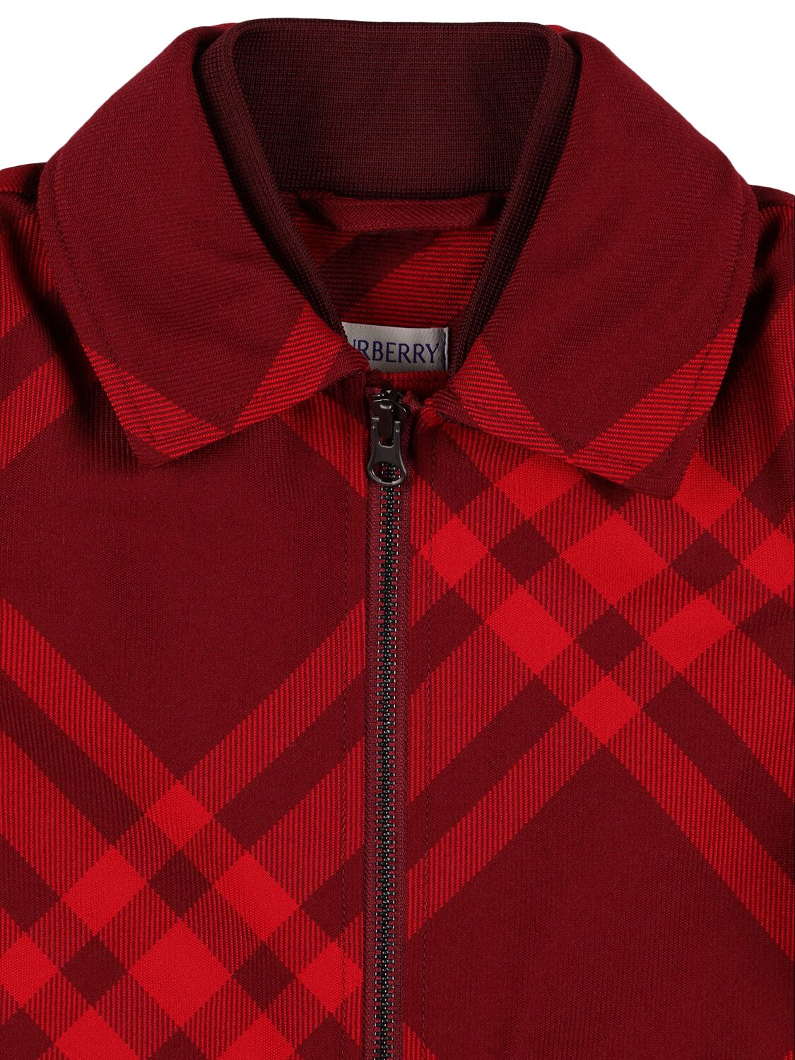 Shop Burberry Check Print Full-zip Nylon Jacket In Red