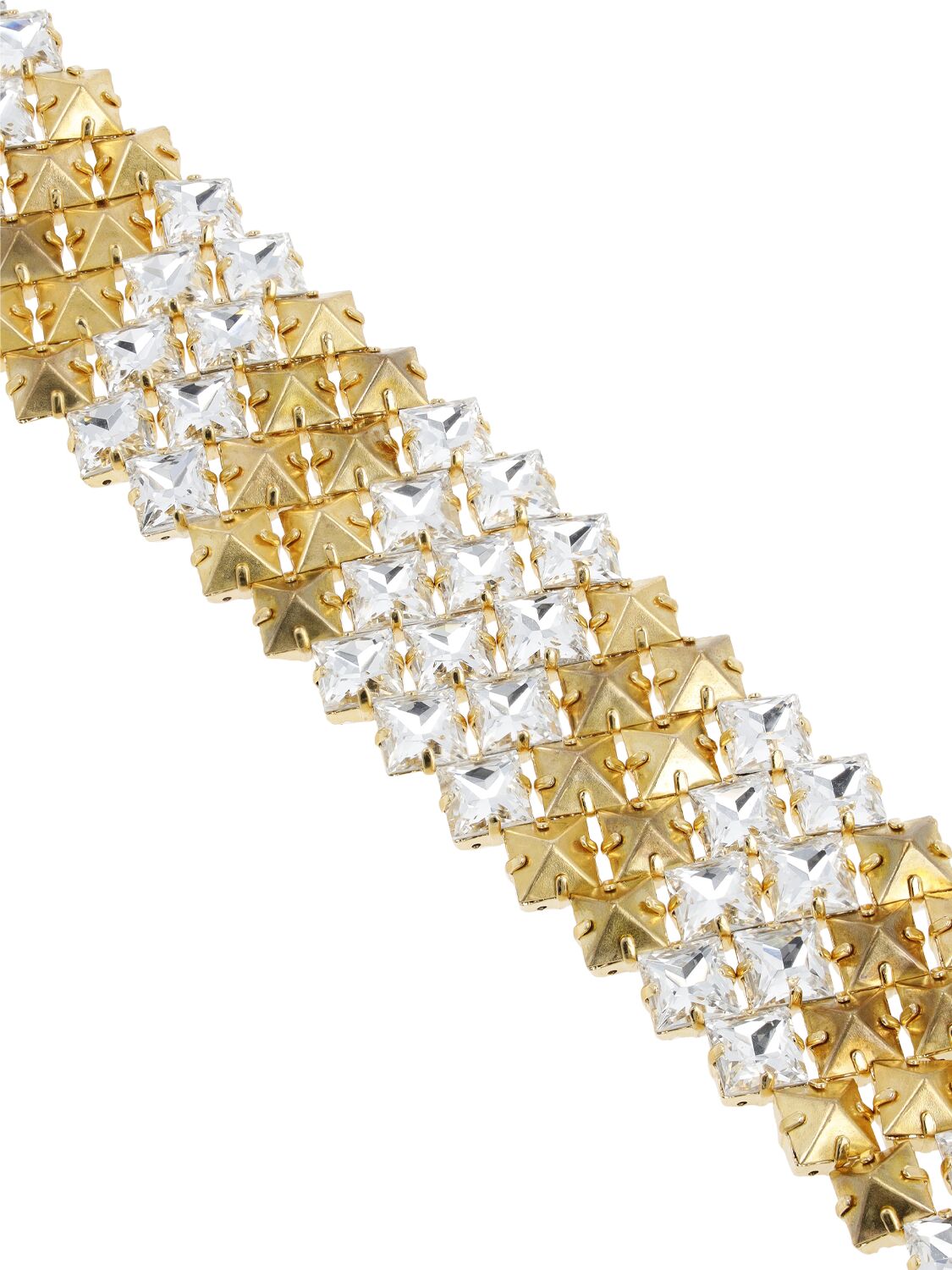 Shop Alessandra Rich Pyramid Crystal & Stud Choker In Gold,crystal