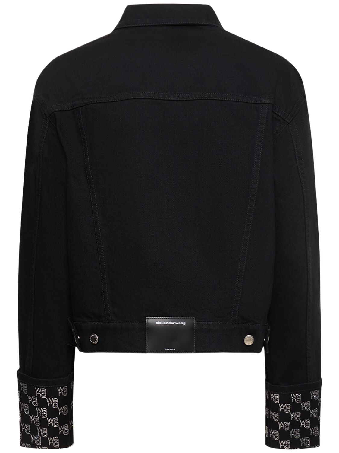 Shop Alexander Wang Embellished Cotton Straight Jacket In Black