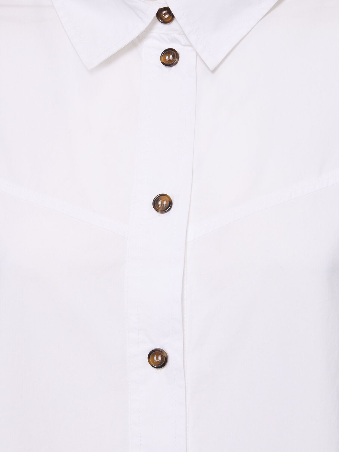 Shop Ganni Cotton Poplin Mini Shirt Dress In Bright White