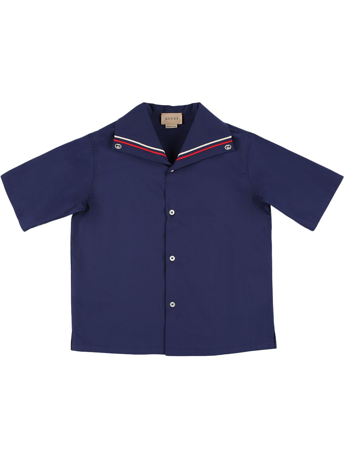 Gucci Kids' Cotton Blend Polo Shirt In Urban Blue