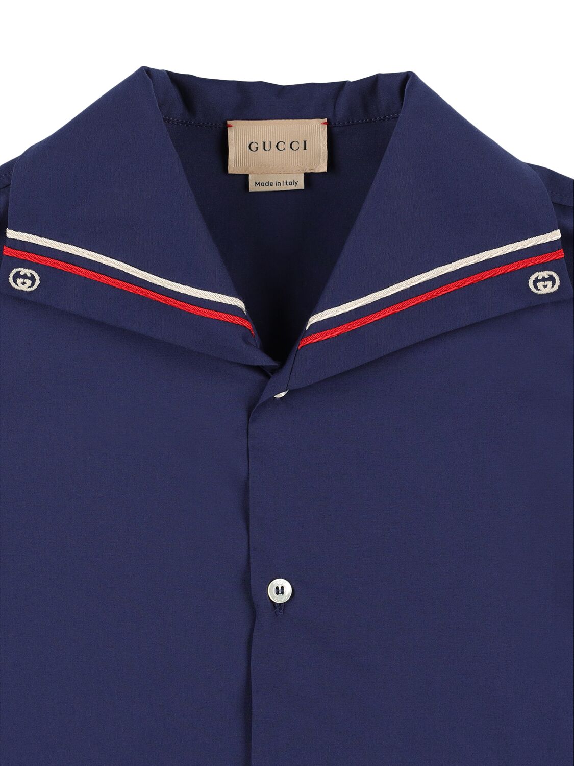 Shop Gucci Cotton Blend Polo Shirt In Urban Blue