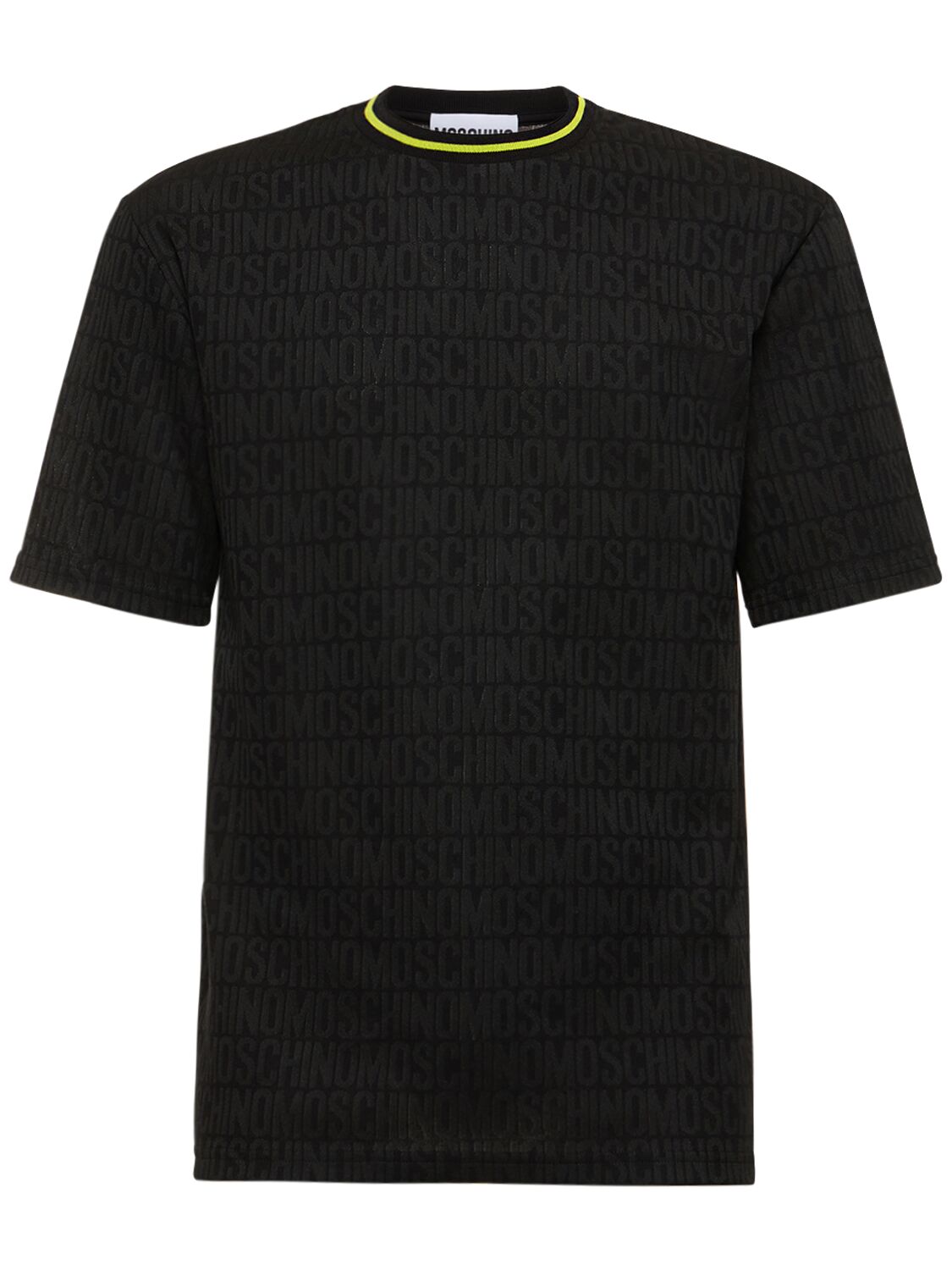 Shop Moschino Logo Cotton Jacquard T-shirt In Black
