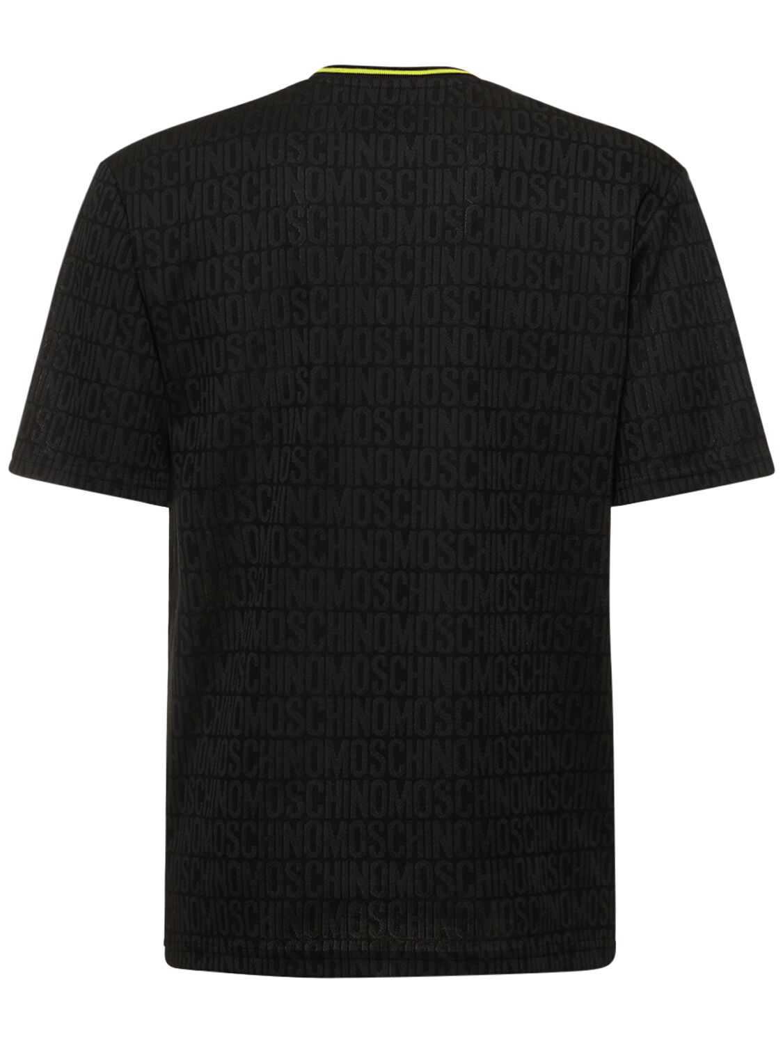 Shop Moschino Logo Cotton Jacquard T-shirt In Black
