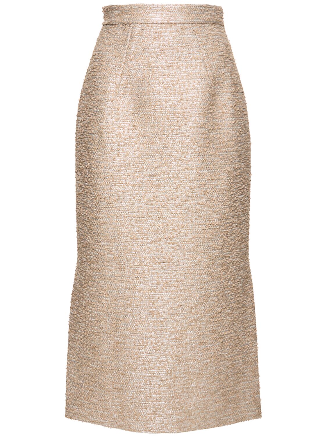 Emilia Wickstead Ariceli Jacquard Tweed Midi Skirt In Beige,silver