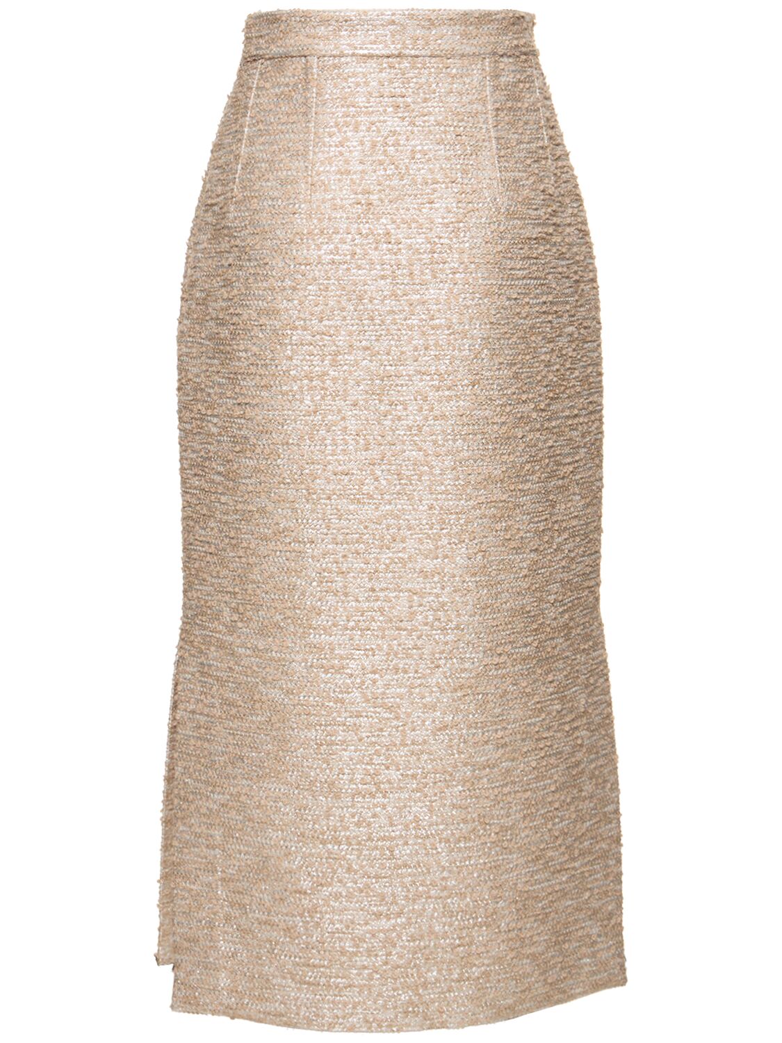 Shop Emilia Wickstead Ariceli Jacquard Tweed Midi Skirt In Beige,silver