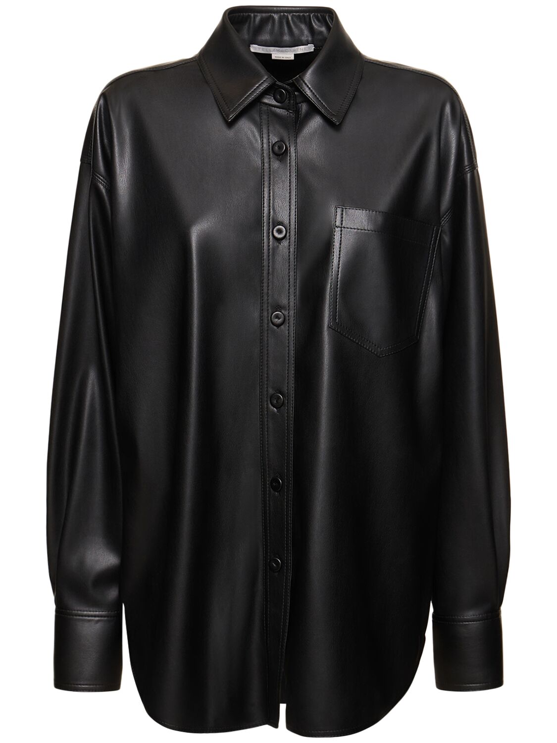 Shop Stella Mccartney Faux Leather Oversized Shirt In Black