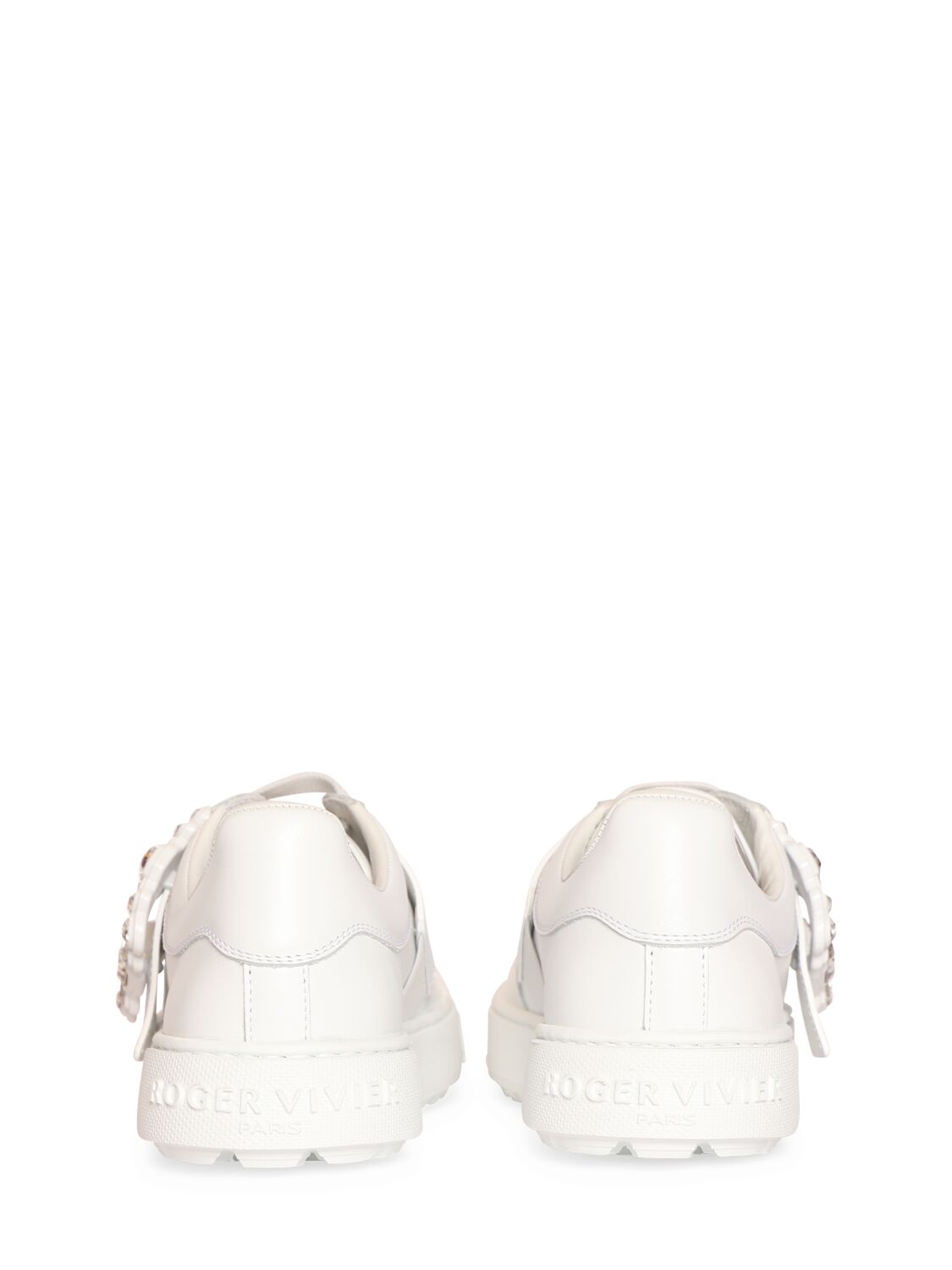Shop Roger Vivier Very Vivier Leather Low Top Sneakers In White