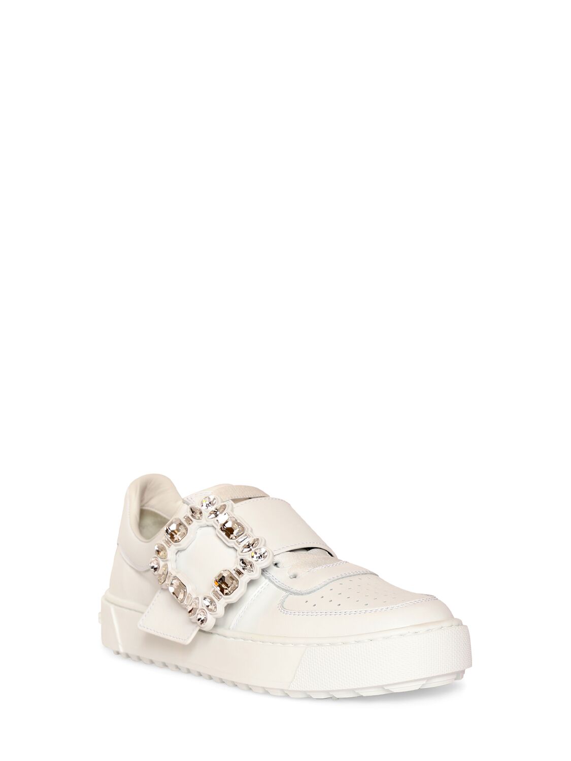 Shop Roger Vivier Very Vivier Leather Low Top Sneakers In White