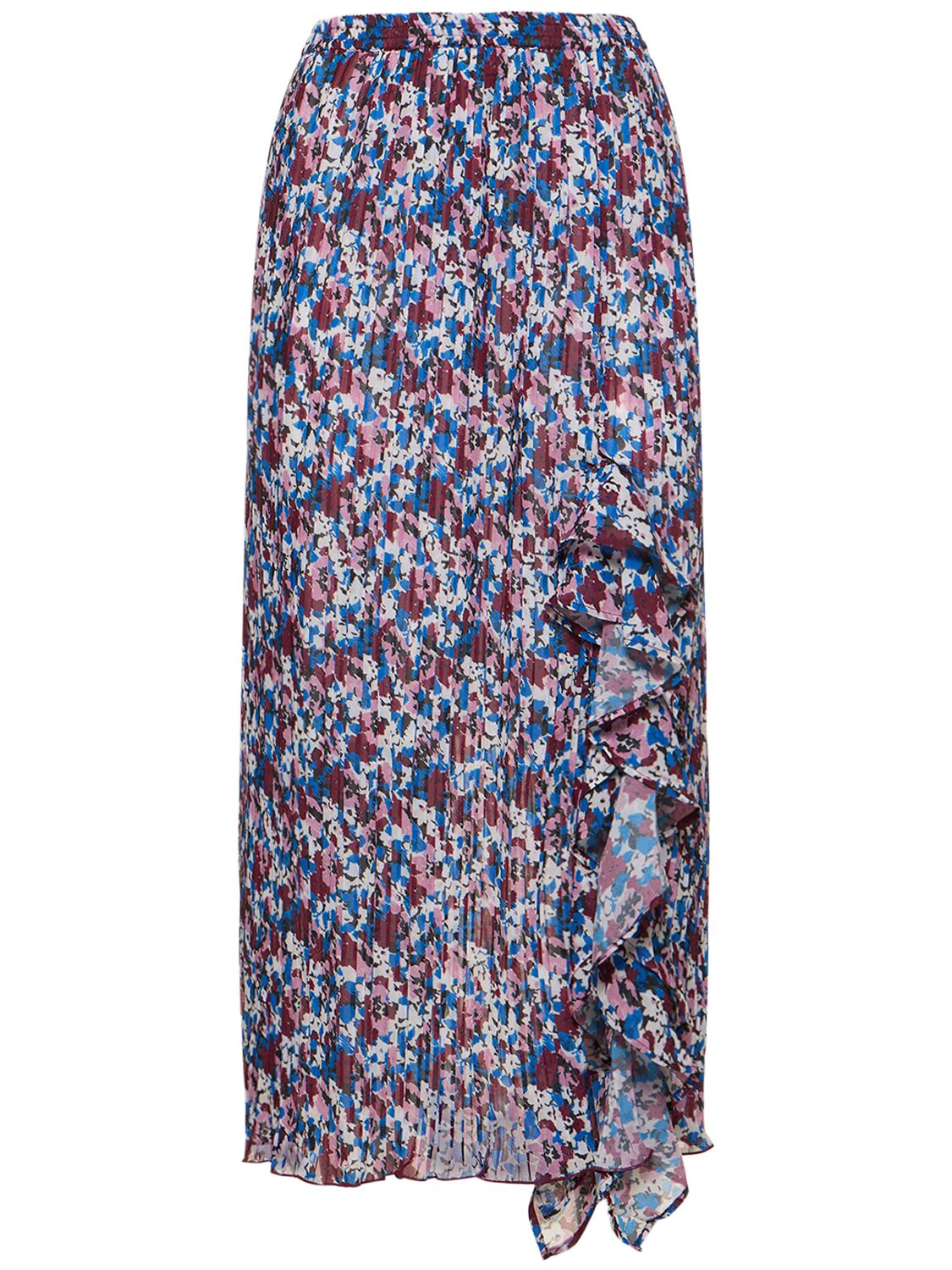 GANNI PLEATED GEORGETTE MIDI SKIRT