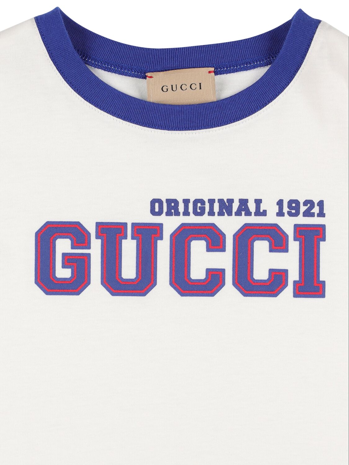 Shop Gucci Cotton Jersey T-shirt In White,blue