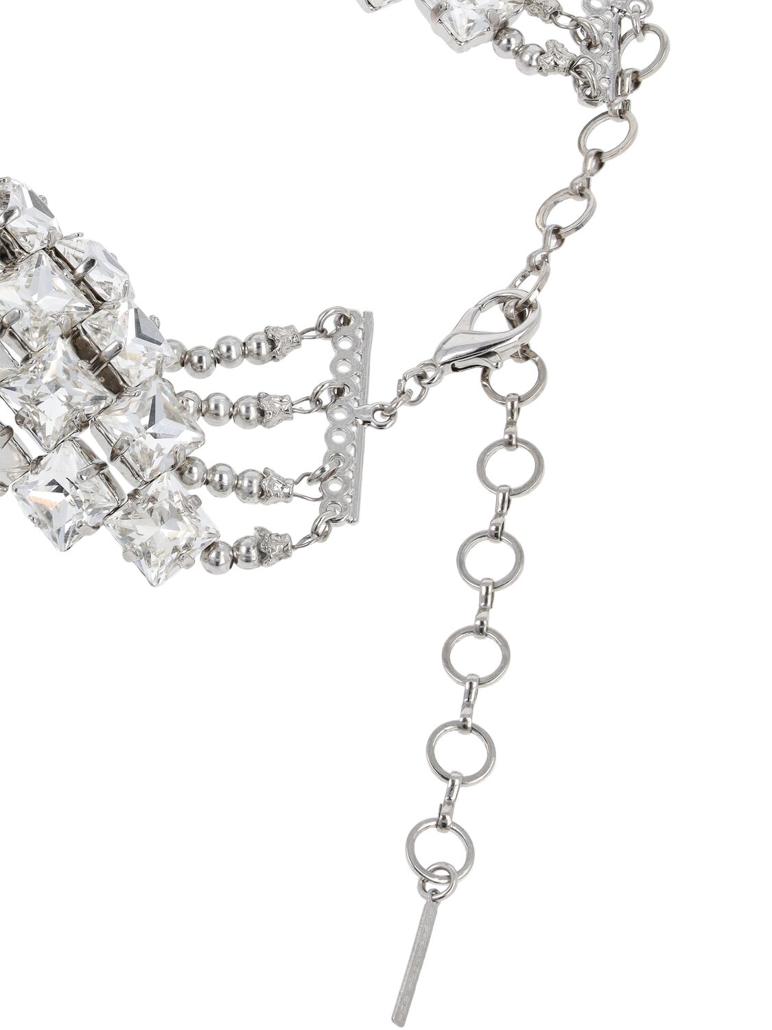 Shop Alessandra Rich Pyramid Crystal & Stud Choker In Silver