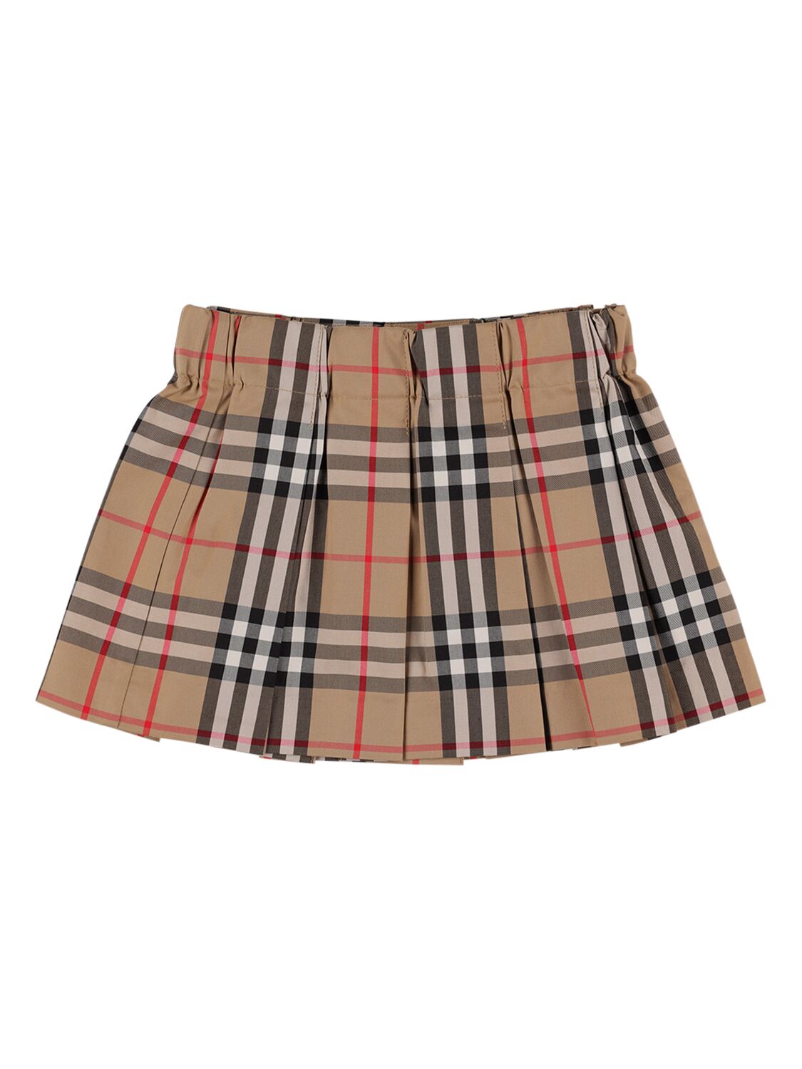 Image of Check Print Pleated Cotton Skirt