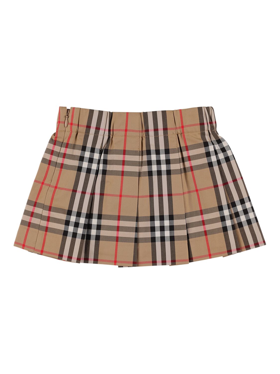 BURBERRY CHECK PRINT PLEATED COTTON SKIRT 