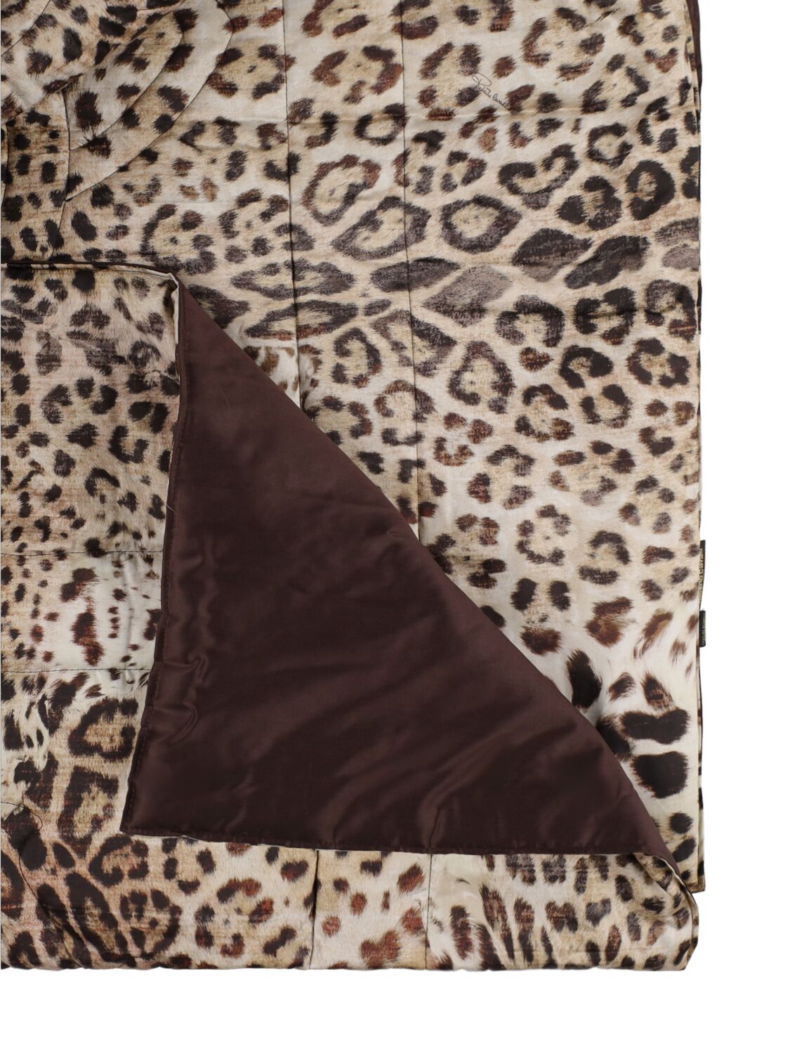 Shop Roberto Cavalli Reversible Cotton Throw In Brown