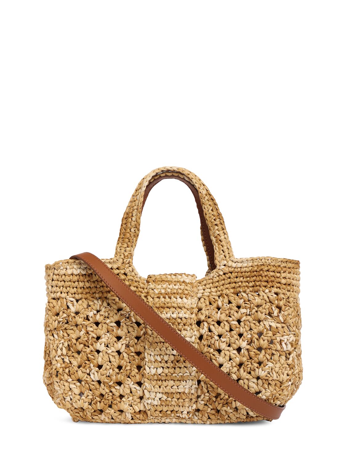 Shop Roger Vivier Grand Vivier Choc Crochet Top Handle Bag In Raffia