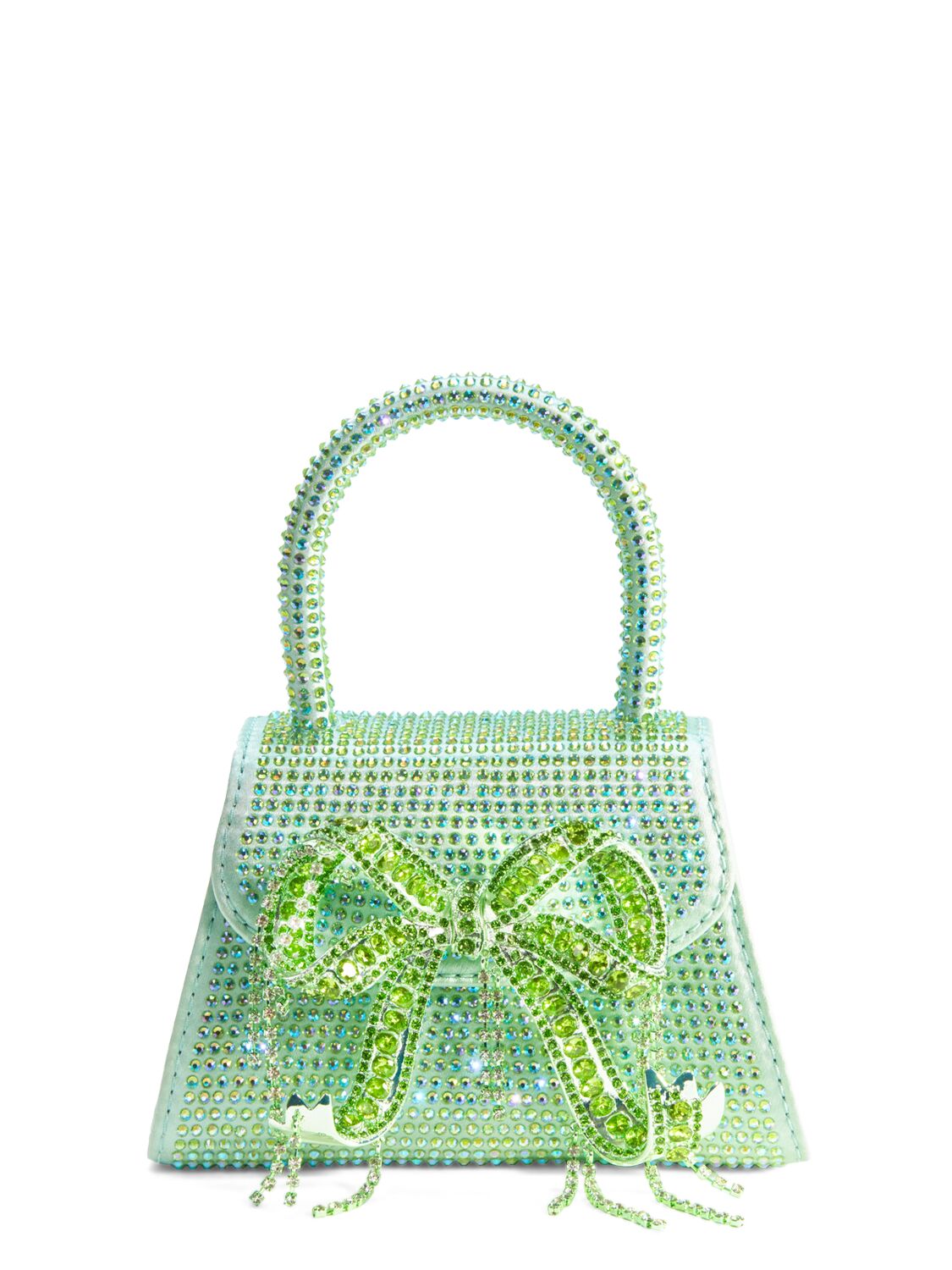 Self-portrait Micro Crystal Embellished Silk Bag In Green