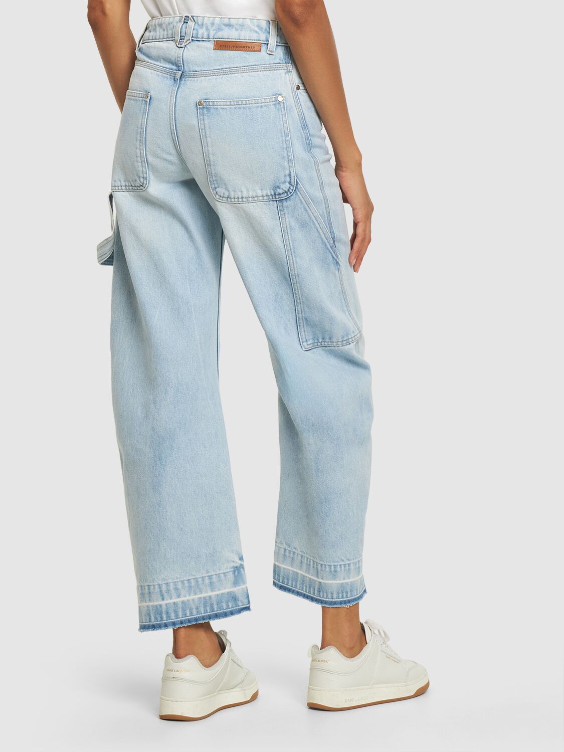 Shop Stella Mccartney Denim Wide Leg Jeans In Light Blue