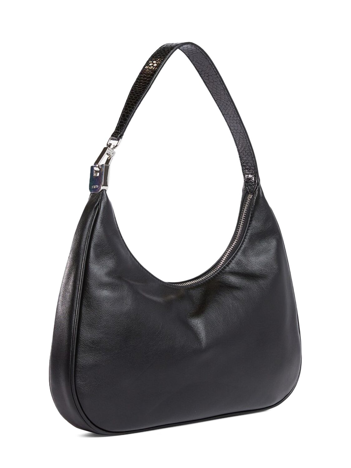 Shop Staud Sylvie Leather Shoulder Bag In Black