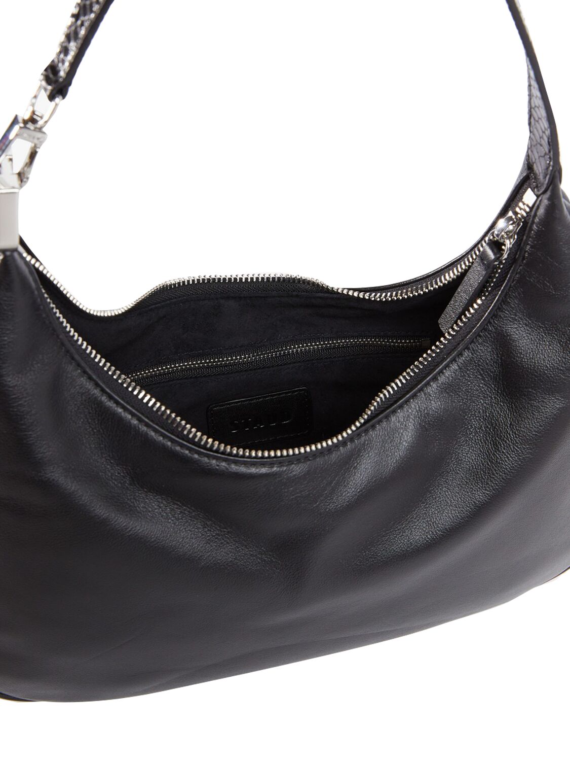 Shop Staud Sylvie Leather Shoulder Bag In Black