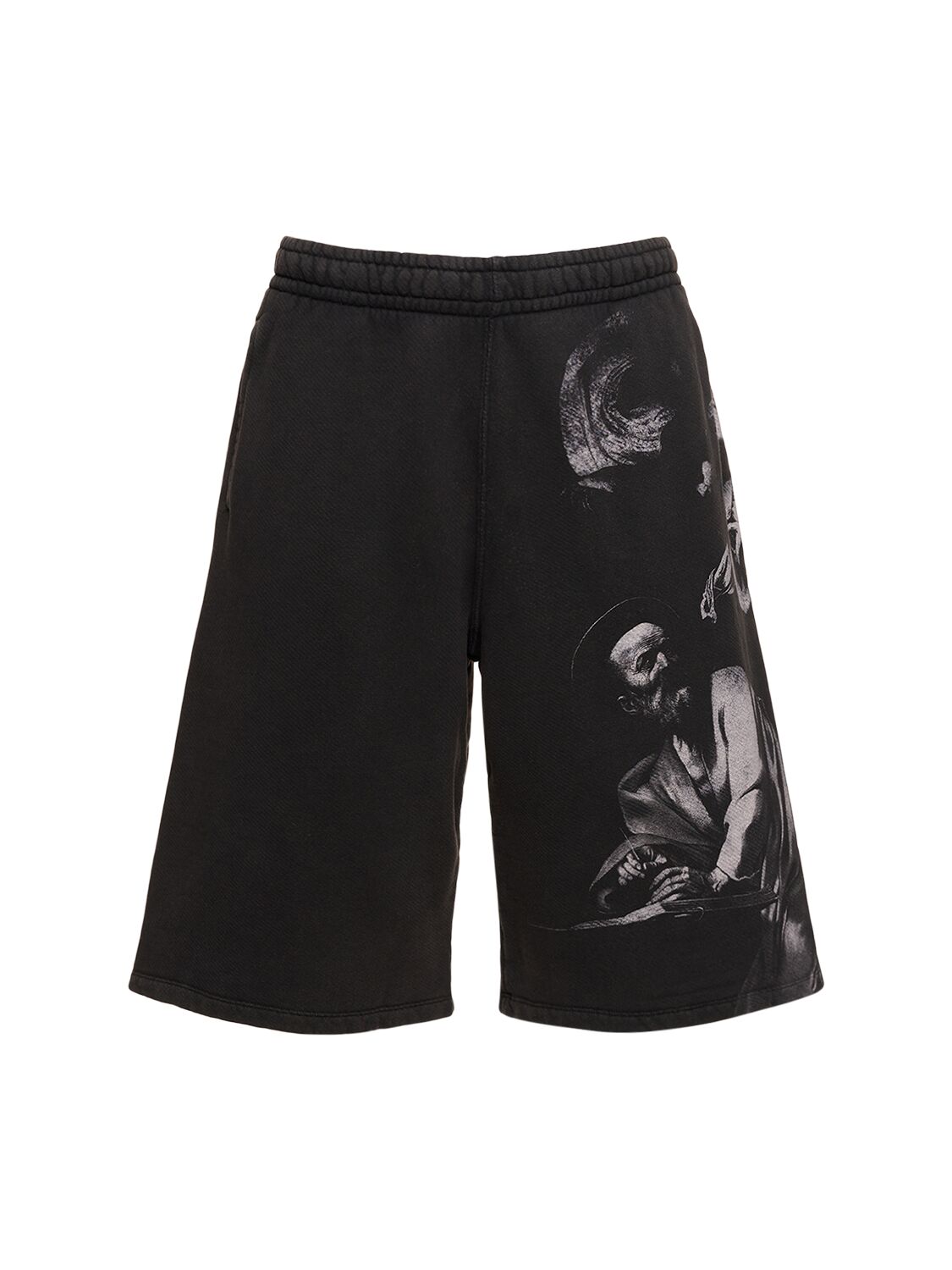 Shop Off-white S. Matthew Over Cotton Sweat Shorts In Black