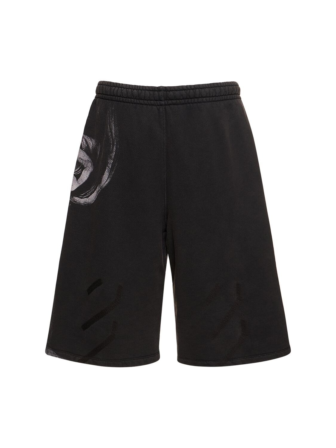 Shop Off-white S. Matthew Over Cotton Sweat Shorts In Black