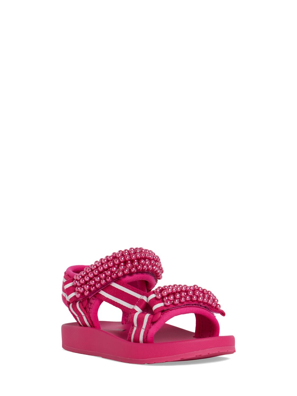 Shop Monnalisa Denim Sandals In Fuchsia