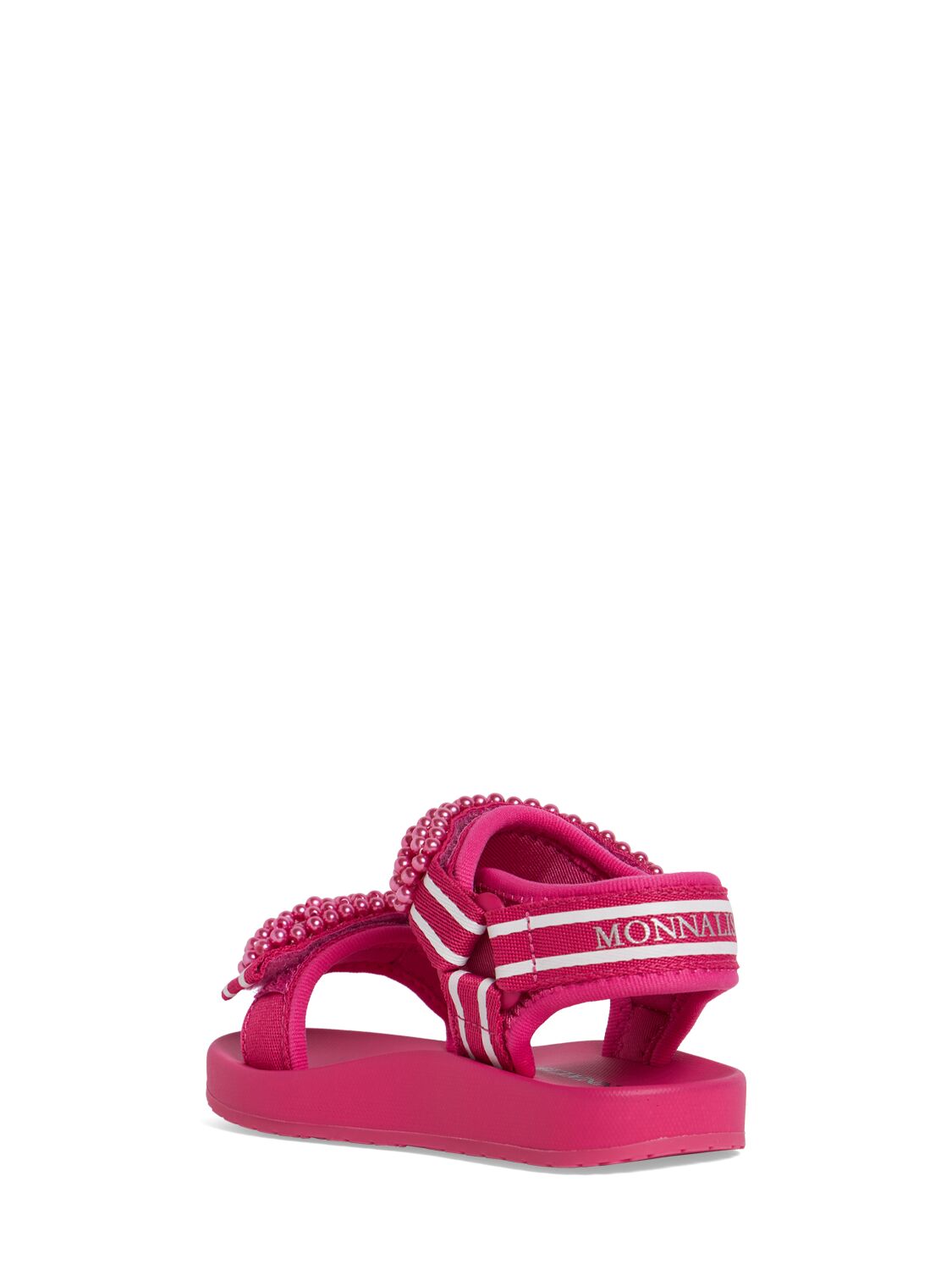 Shop Monnalisa Denim Sandals In Fuchsia