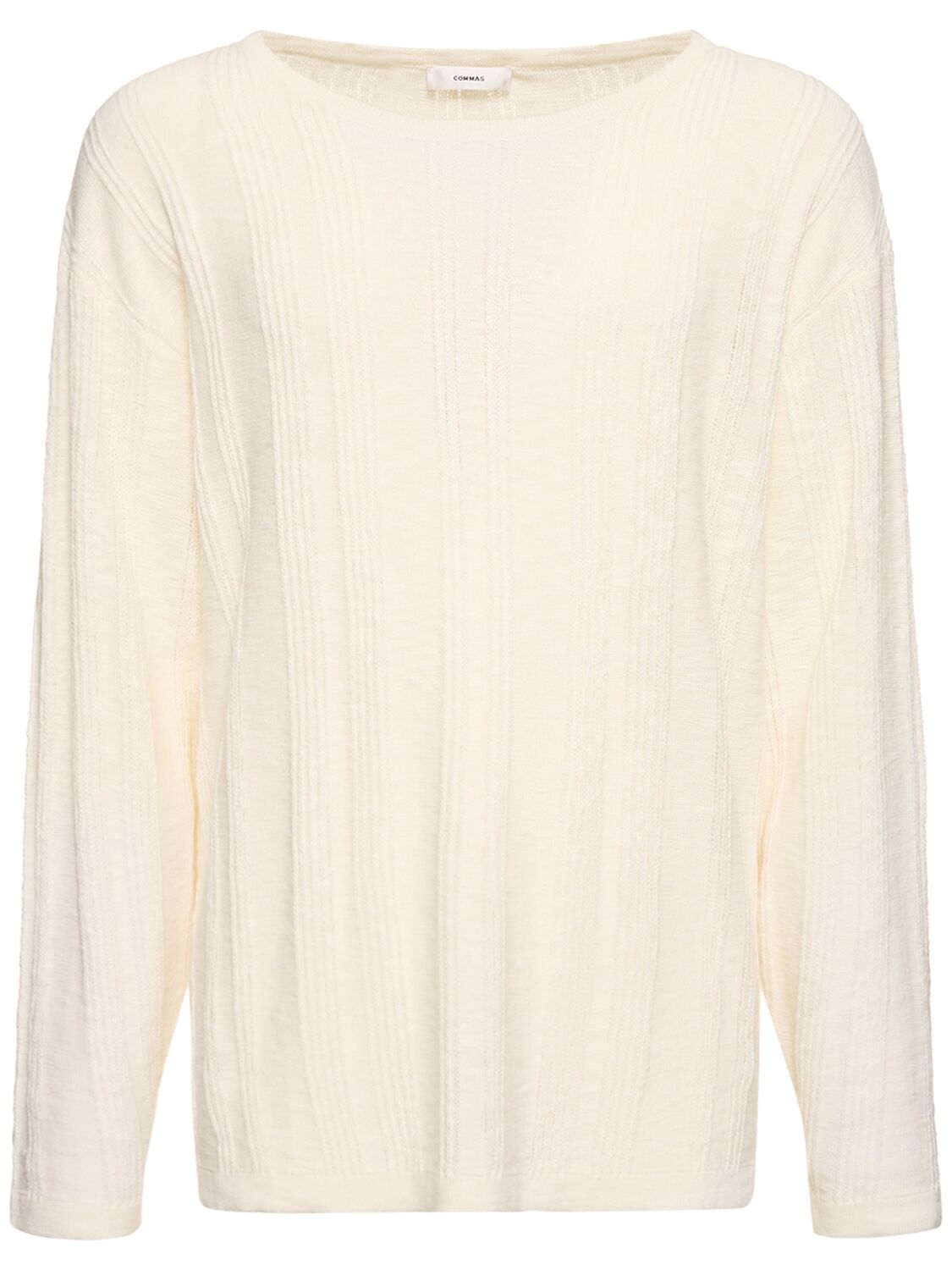 Commas Textured Knit Sweater In Off-white