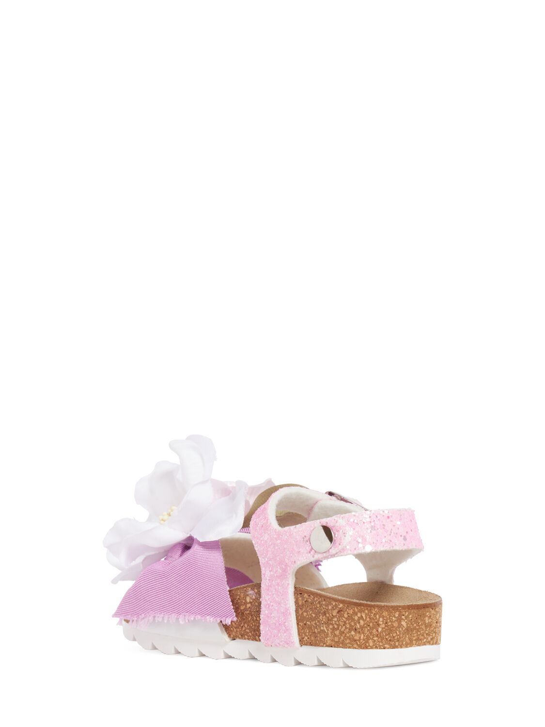 Shop Monnalisa Sandals W/ Flowers & Glitter In Multicolor
