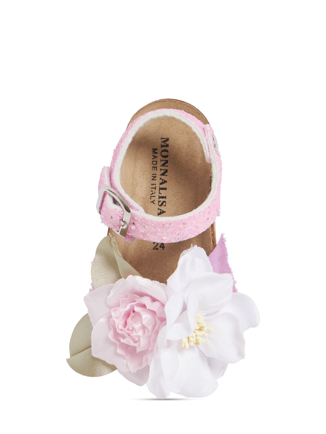 Shop Monnalisa Sandals W/ Flowers & Glitter In Multicolor