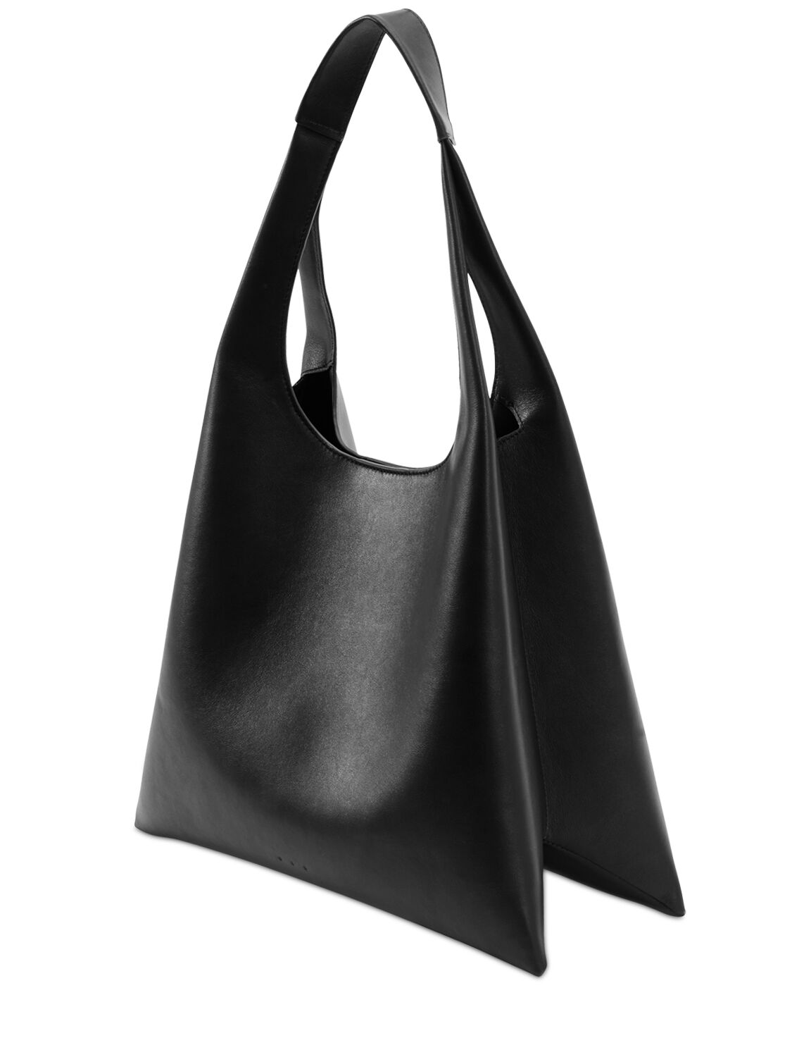 Shop Aesther Ekme Midi Shopper Smooth Leather Bag In Black