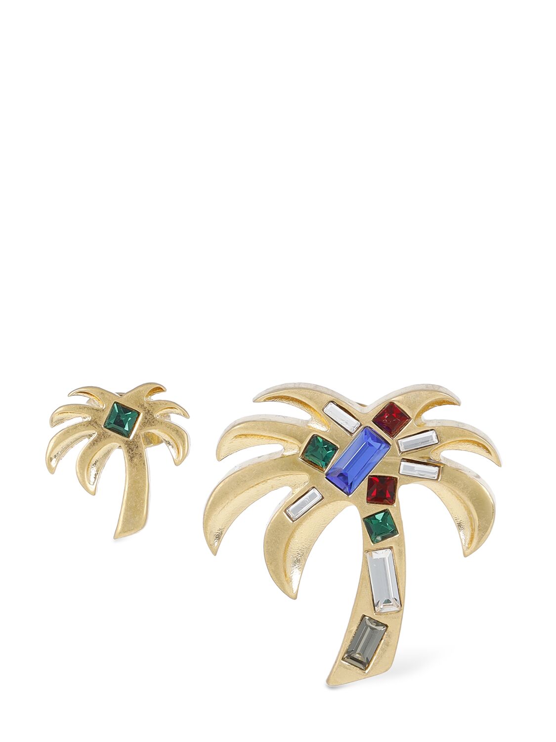 Palm Angels Palm Brass Embellished Earrings In Gold,multi