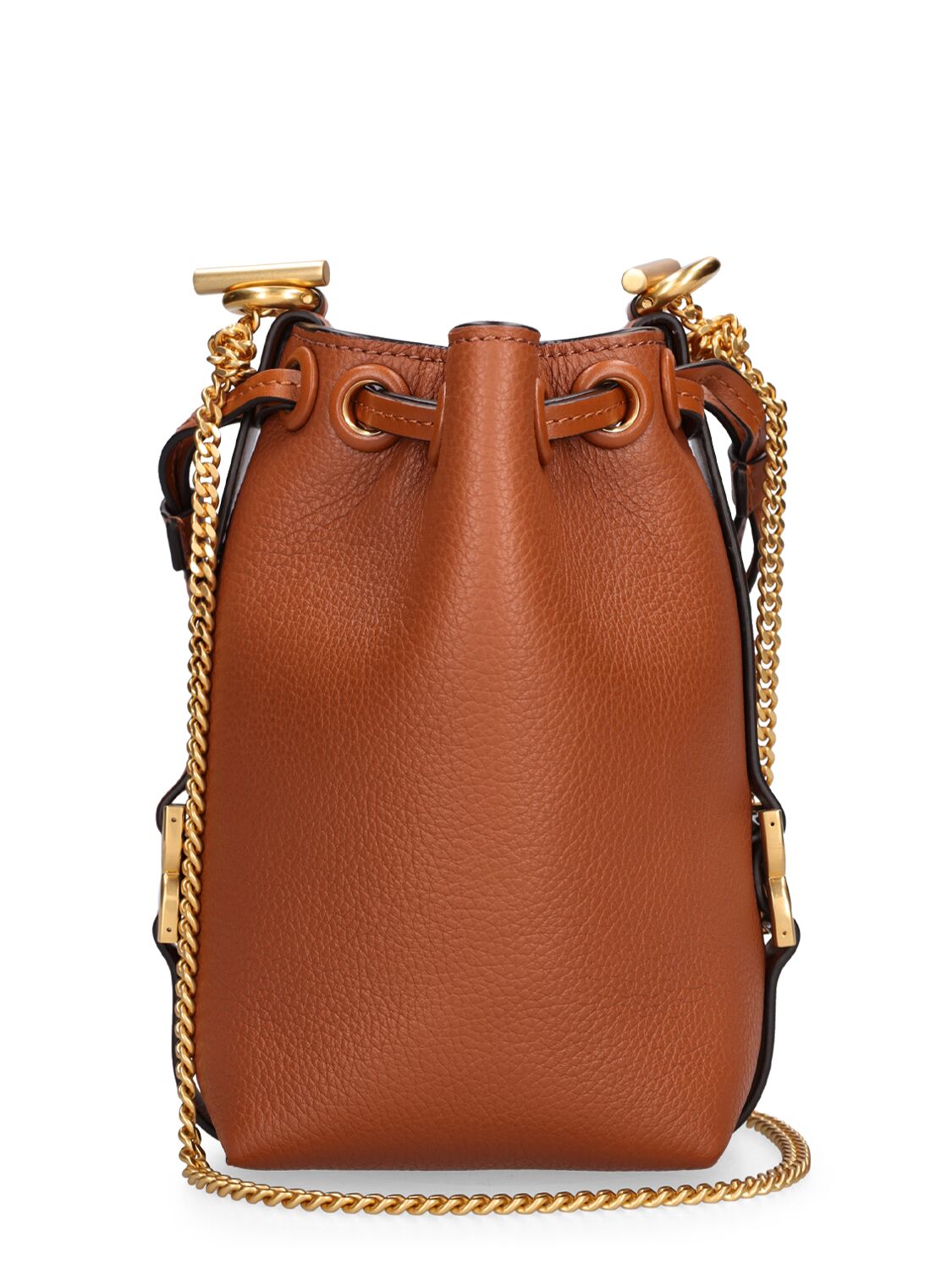 Shop Chloé Micro Marcie Bucket Leather Bag In Tan