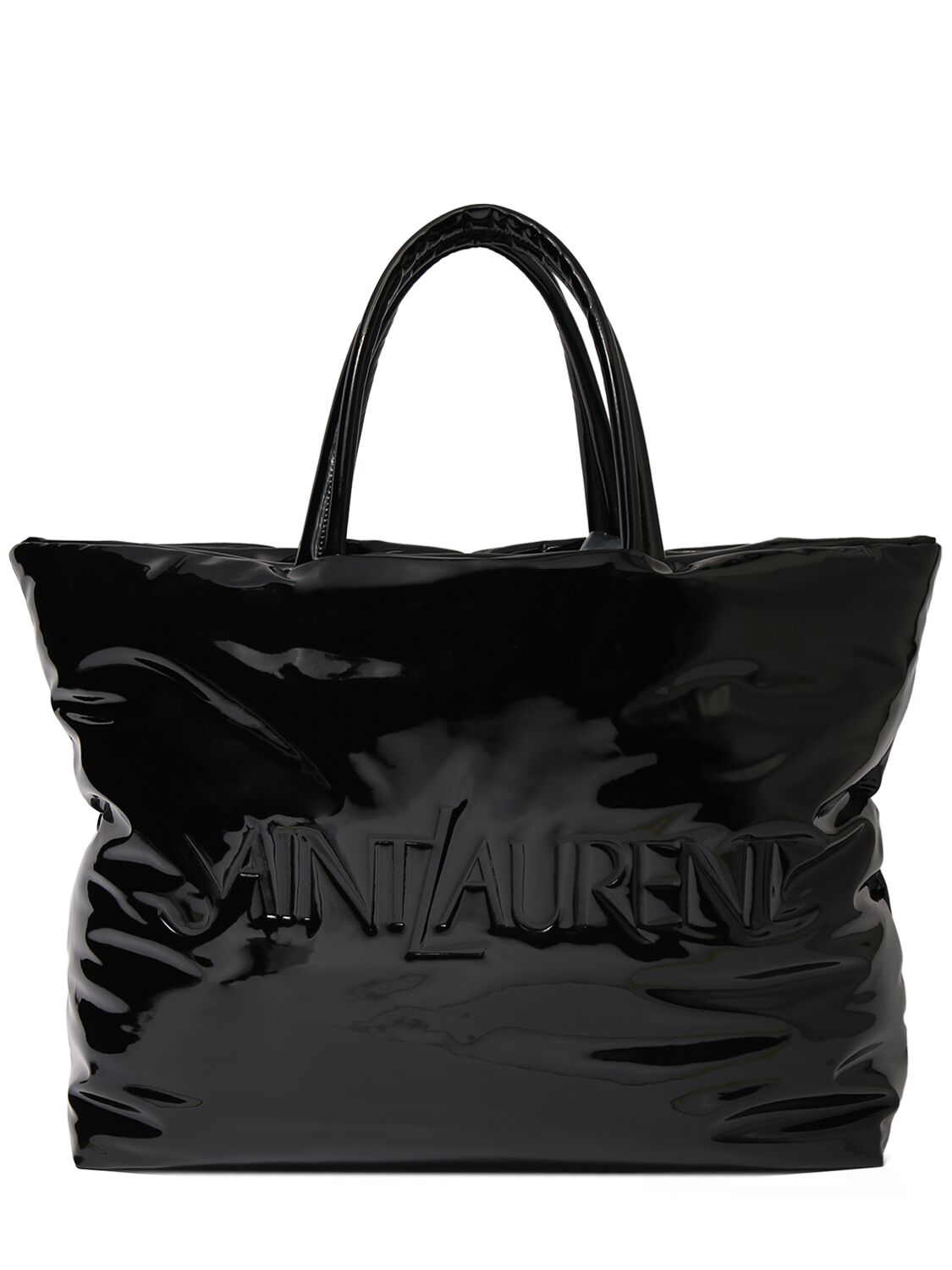 Saint Laurent Maxi Patent Tote Bag In Black