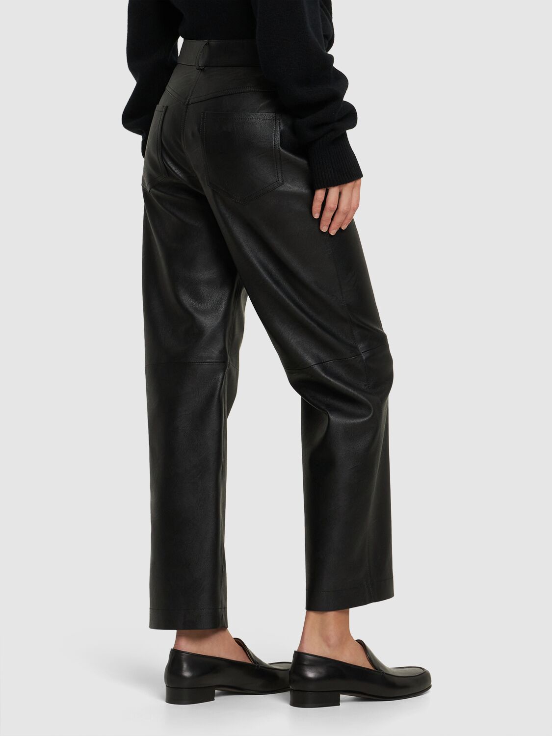 Shop Stella Mccartney Faux Leather Straight Pants In Black