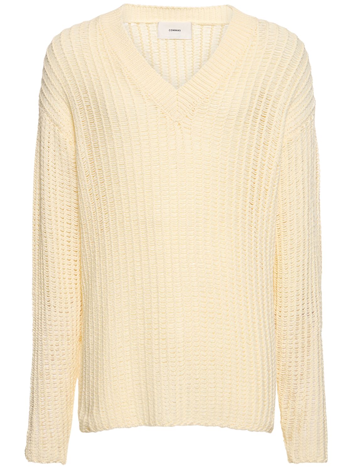 Commas Relaxed Fit V-neck Knit Sweater In Off-white