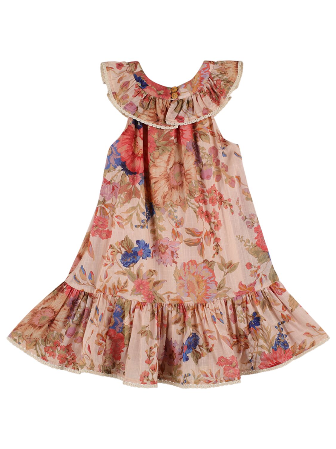 Shop Zimmermann Floral Print Cotton Muslin Dress In Beige