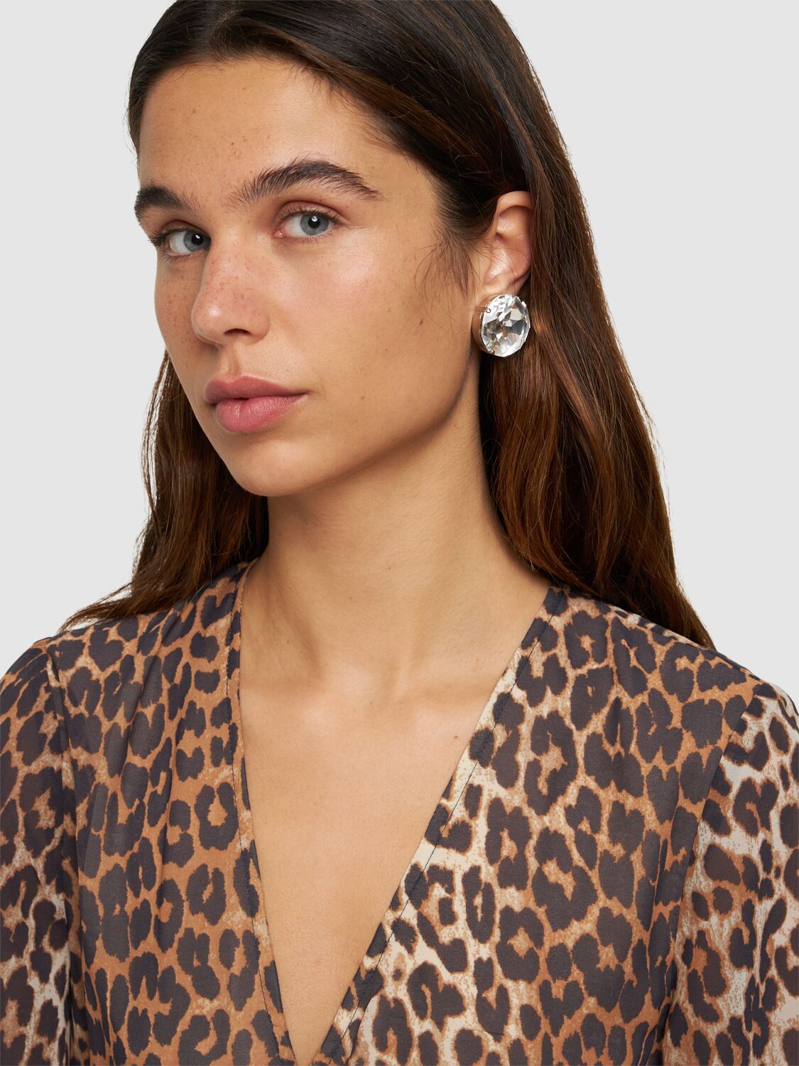 Shop Alessandra Rich Small Round Crystal Earrings In Silver