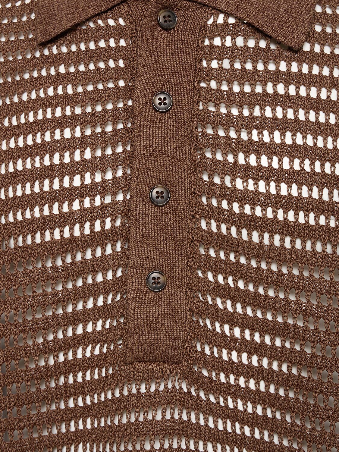 Shop Commas Crochet S/s Polo In 브라운